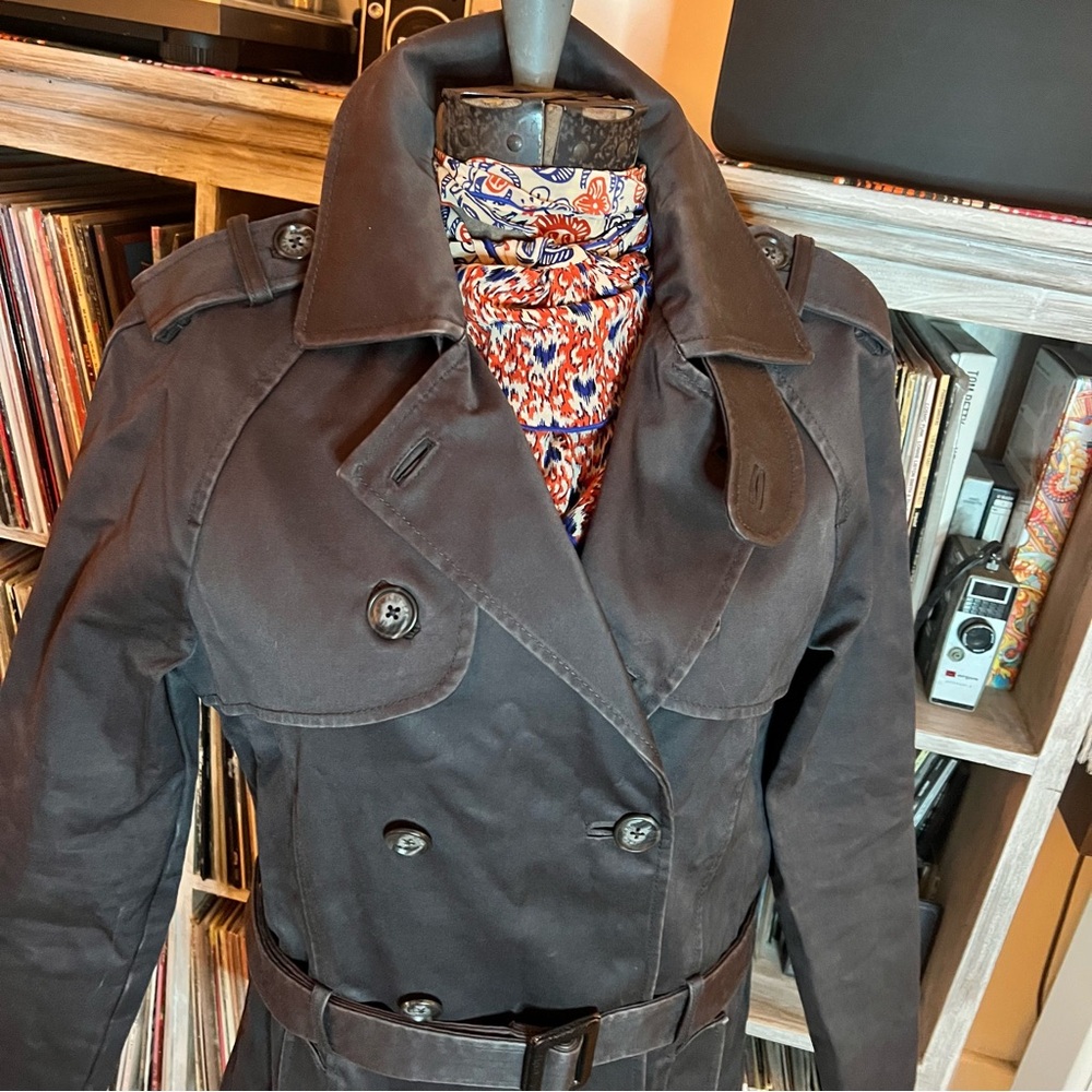 Waxed Charcoal Trench Coat